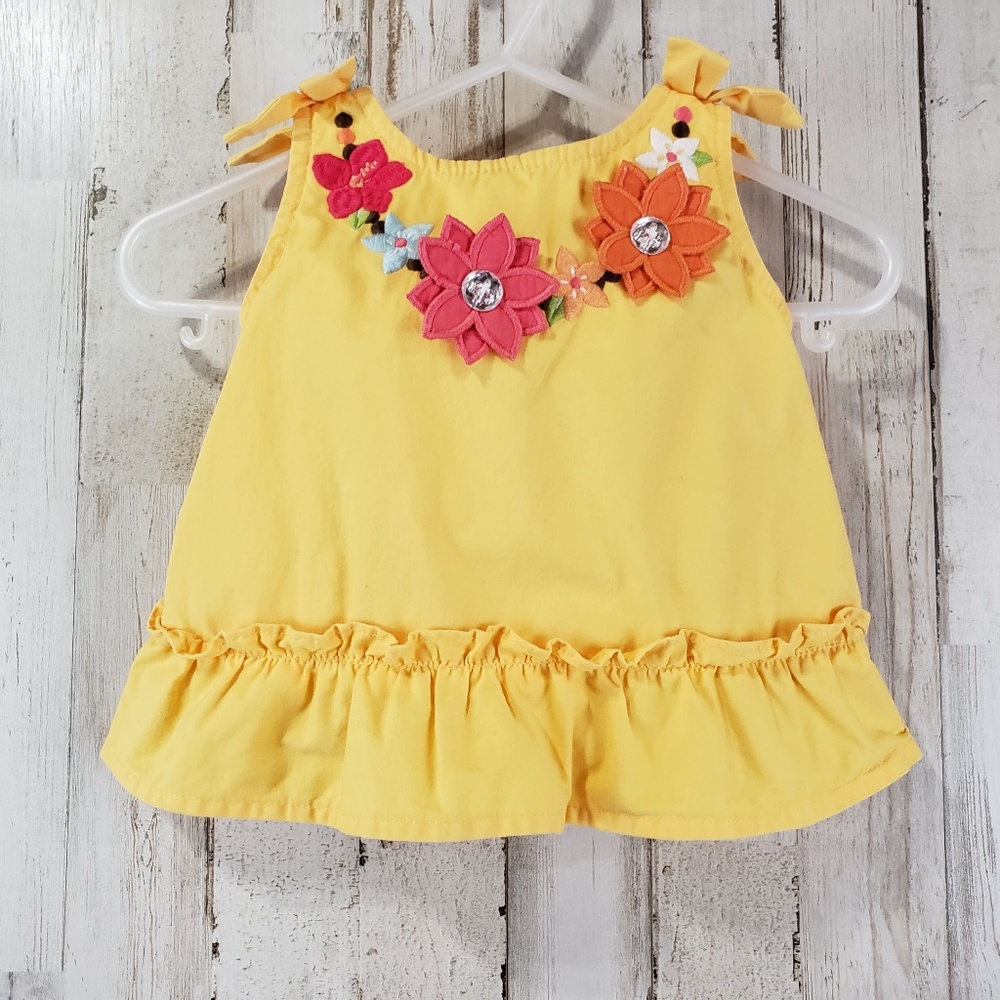 5/$25 Gymboree Girls Top 3-6 MthsYellow Sleeveless Bows Flowers Z16
